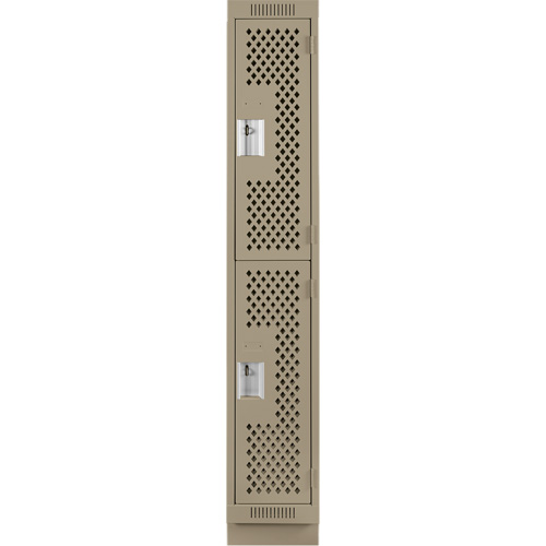 Clean Line Lockers, 2 -tier, 12" x 18" x 76", Steel, Beige, Rivet (Assembled), Perforated D. Morneault & Fils