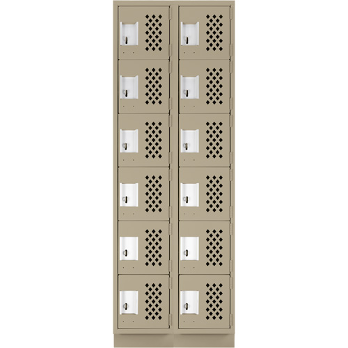 Assembled Lockerettes Clean Line Perforated Economy Lockers, 6 -tier, Bank of 2, 18" x 72" x 12", Steel D. Morneault & Fils