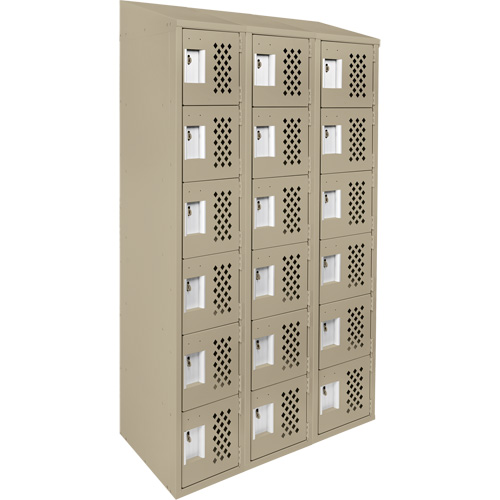 Clean-Line Perforated Lockerette, 6 -tier, Bank of 3, 15" x 72" x 12", Steel D. Morneault & Fils