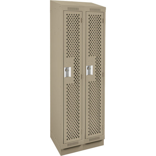Clean Line Lockers, Bank of 2, 24" x 12" x 82", Steel, Beige, Rivet (Assembled), Perforated D. Morneault & Fils