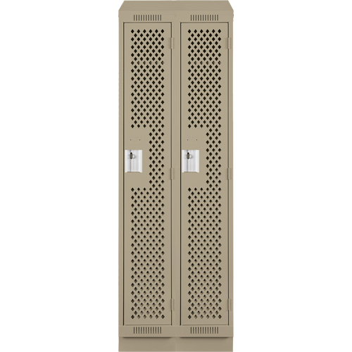 Clean Line Lockers, Bank of 2, 24" x 12" x 82", Steel, Beige, Rivet (Assembled), Perforated D. Morneault & Fils