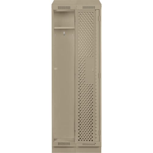 Clean Line Lockers, Bank of 2, 24" x 12" x 82", Steel, Beige, Rivet (Assembled), Perforated D. Morneault & Fils