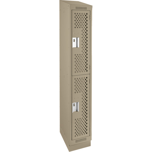Clean Line Lockers, 2 -tier, 12" x 12" x 82", Steel, Beige, Rivet (Assembled), Perforated D. Morneault & Fils