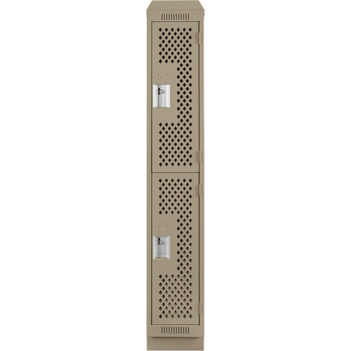 Clean Line Lockers, 2 -tier, 12" x 12" x 82", Steel, Beige, Rivet (Assembled), Perforated D. Morneault & Fils