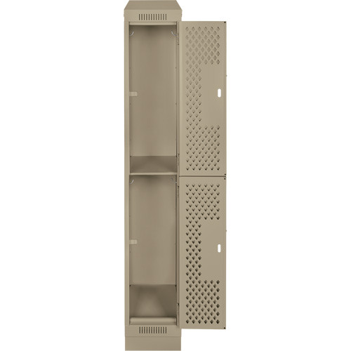 Clean Line Lockers, 2 -tier, 12" x 12" x 82", Steel, Beige, Rivet (Assembled), Perforated D. Morneault & Fils