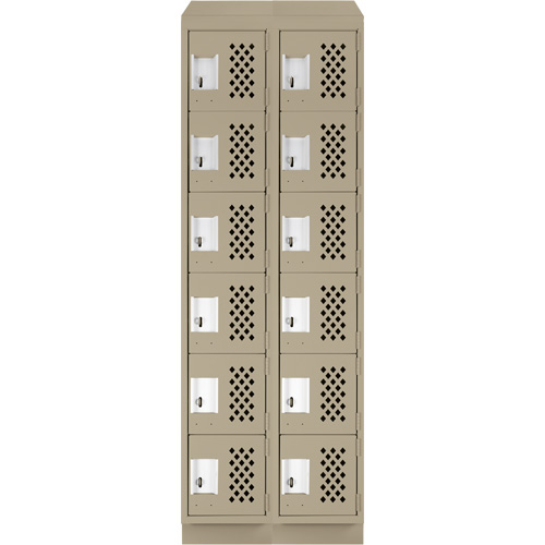 Assembled Lockerettes Clean Line Perforated Economy Lockers, 6 -tier, Bank of 2, 18" x 72" x 12", Steel D. Morneault & Fils