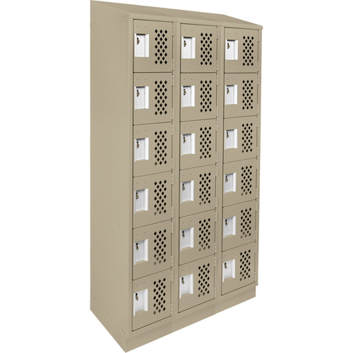 Assembled Lockerettes Clean Line Perforated Economy Lockers, 6 -tier, Bank of 3, 18" x 72" x 12", Steel D. Morneault & Fils