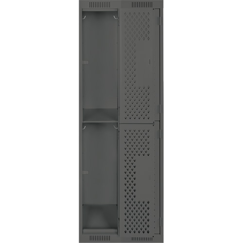 Clean Line Lockers, 2 -tier, Bank of 2, 24" x 12" x 72", Steel, Charcoal, Rivet (Assembled), Perforated D. Morneault & Fils