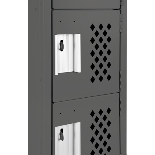 Assembled Lockerettes Clean Line Perforated Economy Lockers, 6 -tier, 18" x 72" x 12", Steel D. Morneault & Fils