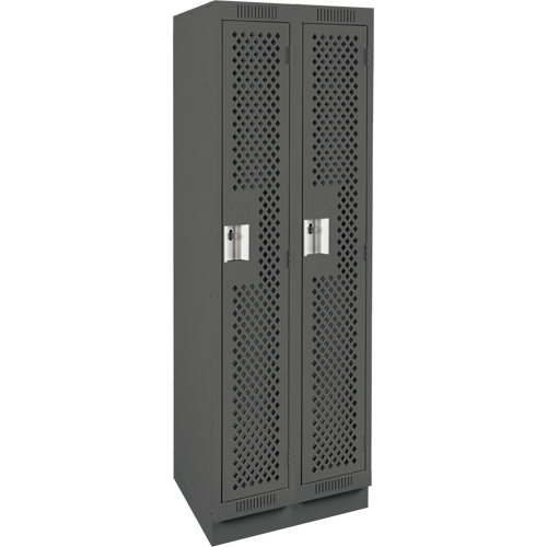 Clean Line Lockers, Bank of 2, 24" x 15" x 76", Steel, Charcoal, Rivet (Assembled), Perforated D. Morneault & Fils