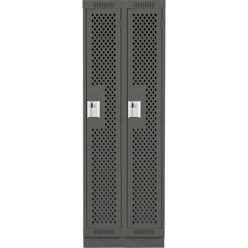 Clean Line Lockers, Bank of 2, 24" x 15" x 76", Steel, Charcoal, Rivet (Assembled), Perforated D. Morneault & Fils