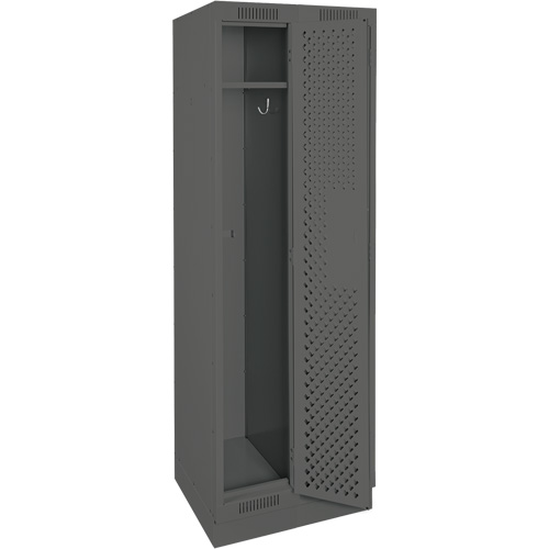 Clean Line Lockers, Bank of 2, 24" x 15" x 76", Steel, Charcoal, Rivet (Assembled), Perforated D. Morneault & Fils