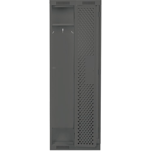 Clean Line Lockers, Bank of 2, 24" x 15" x 76", Steel, Charcoal, Rivet (Assembled), Perforated D. Morneault & Fils