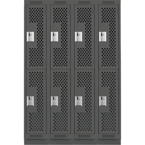 Casiers Clean Line, 2 niveaux, Bloc de 4, 48" x 12" x 76", Acier, Charbon, Rivet (assembl&eacute;), Perfor&eacute; D. Morneault & Fils