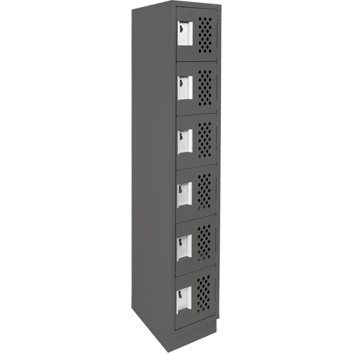 Assembled Lockerettes Clean Line Perforated Economy Lockers, 6 -tier, 18" x 72" x 12", Steel D. Morneault & Fils