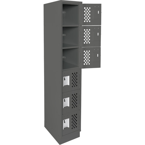 Assembled Lockerettes Clean Line Perforated Economy Lockers, 6 -tier, 18" x 72" x 12", Steel D. Morneault & Fils