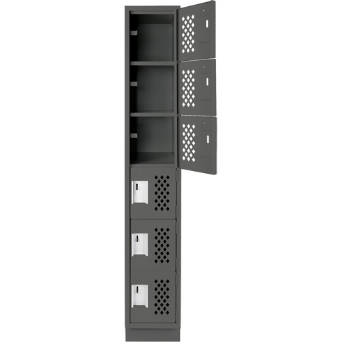 Assembled Lockerettes Clean Line Perforated Economy Lockers, 6 -tier, 18" x 72" x 12", Steel D. Morneault & Fils