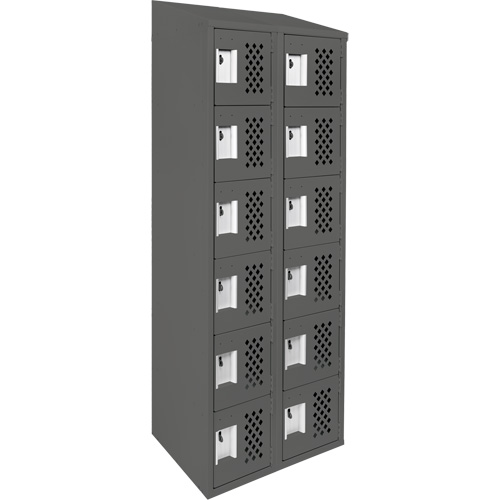 Clean-Line Perforated Lockerette, 6 -tier, Bank of 2, 15" x 72" x 12", Steel D. Morneault & Fils