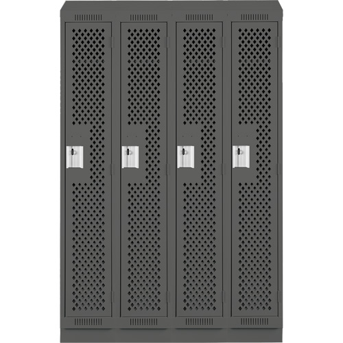 Clean Line Lockers, Bank of 4, 48" x 18" x 82", Steel, Charcoal, Rivet (Assembled), Perforated D. Morneault & Fils