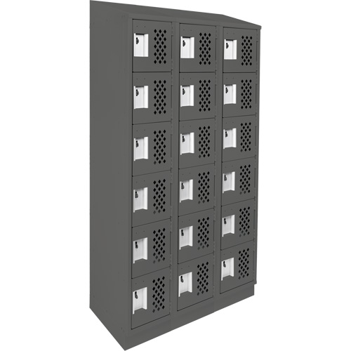 Assembled Lockerettes Clean Line Perforated Economy Lockers, 6 -tier, Bank of 3, 18" x 72" x 12", Steel D. Morneault & Fils