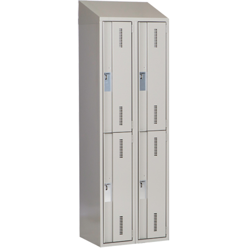 Concorde Heavy-Duty Lockers, 2 -tier, Bank of 2, 24" x 18" x 78", Steel, Grey, Welded (Assembled) D. Morneault & Fils