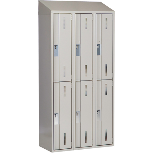 Concorde Heavy-Duty Lockers, 2 -tier, Bank of 3, 36" x 18" x 78", Steel, Grey, Welded (Assembled) D. Morneault & Fils