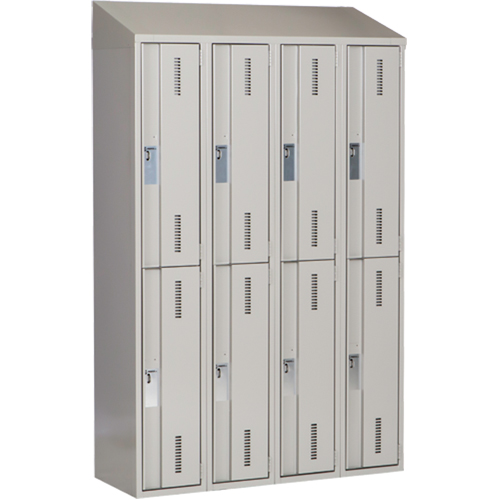 Concorde Heavy-Duty Lockers, 2 -tier, Bank of 4, 48" x 18" x 78", Steel, Grey, Welded (Assembled) D. Morneault & Fils