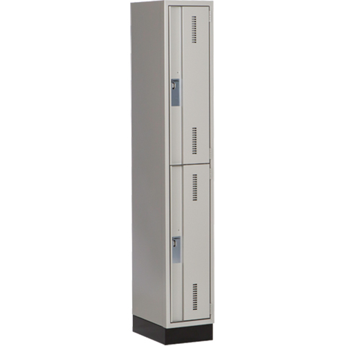 Concorde Heavy-Duty Lockers, 2 -tier, 12" x 18" x 76", Steel, Grey, Welded (Assembled) D. Morneault & Fils