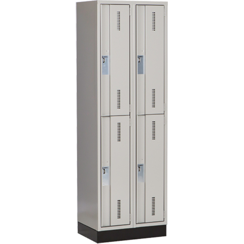 Concorde Heavy-Duty Lockers, 2 -tier, Bank of 2, 24" x 18" x 76", Steel, Grey, Welded (Assembled) D. Morneault & Fils