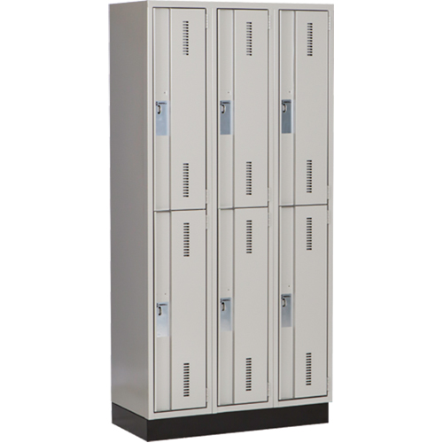 Concorde Heavy-Duty Lockers, 2 -tier, Bank of 3, 36" x 18" x 76", Steel, Grey, Welded (Assembled) D. Morneault & Fils