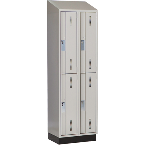Concorde Heavy-Duty Lockers, 2 -tier, Bank of 2, 24" x 18" x 82", Steel, Grey, Welded (Assembled) D. Morneault & Fils