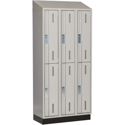 Concorde Heavy-Duty Lockers, 2 -tier, Bank of 3, 36" x 18" x 82", Steel, Grey, Welded (Assembled) D. Morneault & Fils