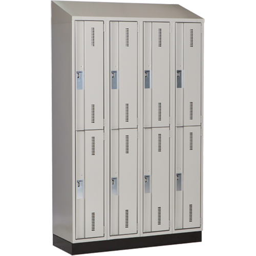Concorde Heavy-Duty Lockers, 2 -tier, Bank of 4, 48" x 18" x 82", Steel, Grey, Welded (Assembled) D. Morneault & Fils