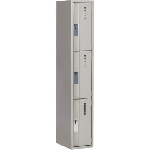 Concorde Heavy-Duty Lockers, 3 -tier, 12" x 18" x 72", Steel, Grey, Welded (Assembled) D. Morneault & Fils
