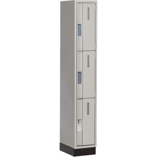 Concorde Heavy-Duty Lockers, 3 -tier, 12" x 18" x 76", Steel, Grey, Welded (Assembled) D. Morneault & Fils