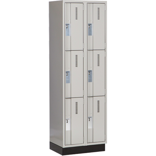 Concorde Heavy-Duty Lockers, 3 -tier, Bank of 2, 24" x 18" x 76", Steel, Grey, Welded (Assembled) D. Morneault & Fils