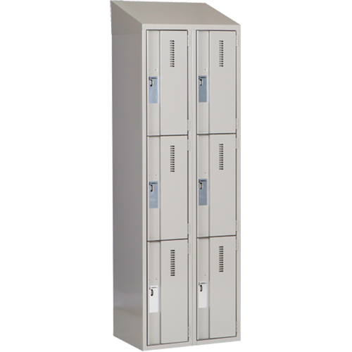 Concorde Heavy-Duty Lockers, 3 -tier, Bank of 2, 24" x 18" x 78", Steel, Grey, Welded (Assembled) D. Morneault & Fils