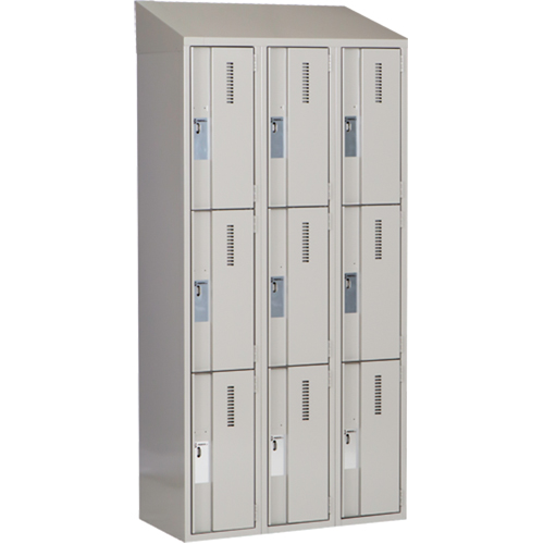 Concorde Heavy-Duty Lockers, 3 -tier, Bank of 3, 36" x 18" x 78", Steel, Grey, Welded (Assembled) D. Morneault & Fils