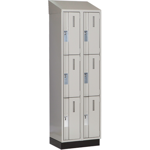 Concorde Heavy-Duty Lockers, 3 -tier, Bank of 2, 24" x 18" x 82", Steel, Grey, Welded (Assembled) D. Morneault & Fils