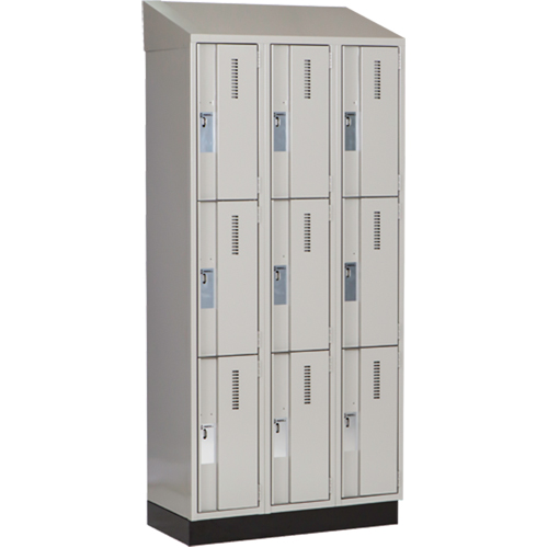 Concorde Heavy-Duty Lockers, 3 -tier, Bank of 3, 36" x 18" x 82", Steel, Grey, Welded (Assembled) D. Morneault & Fils