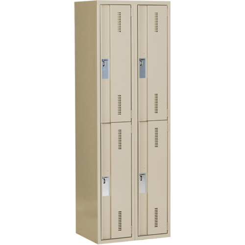 Concorde Heavy-Duty Lockers, 2 -tier, Bank of 2, 24" x 18" x 72", Steel, Beige, Welded (Assembled) D. Morneault & Fils