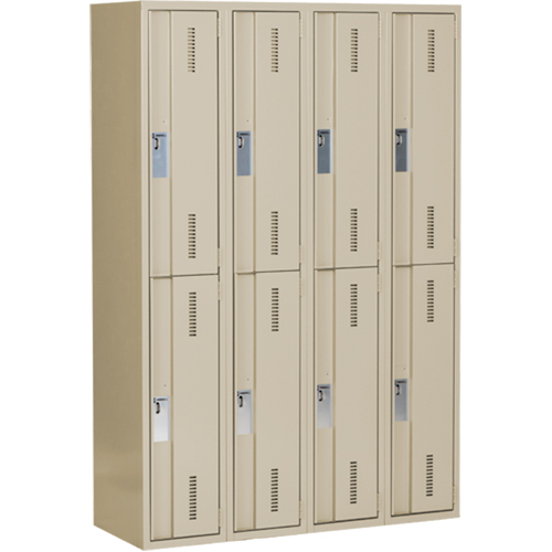 Concorde Heavy-Duty Lockers, 2 -tier, Bank of 4, 48" x 18" x 72", Steel, Beige, Welded (Assembled) D. Morneault & Fils