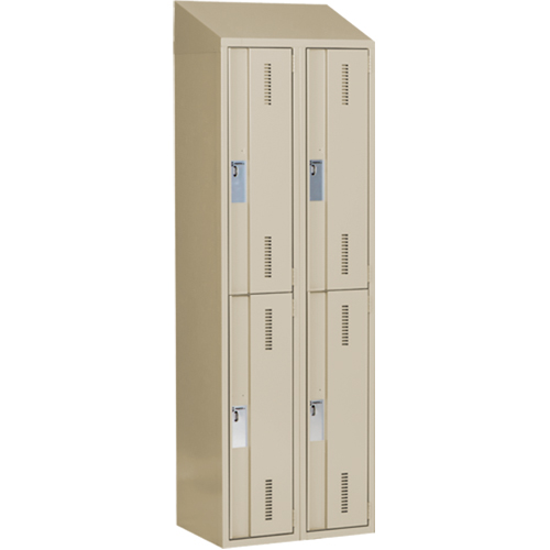 Concorde Heavy-Duty Lockers, 2 -tier, Bank of 2, 24" x 18" x 78", Steel, Beige, Welded (Assembled) D. Morneault & Fils