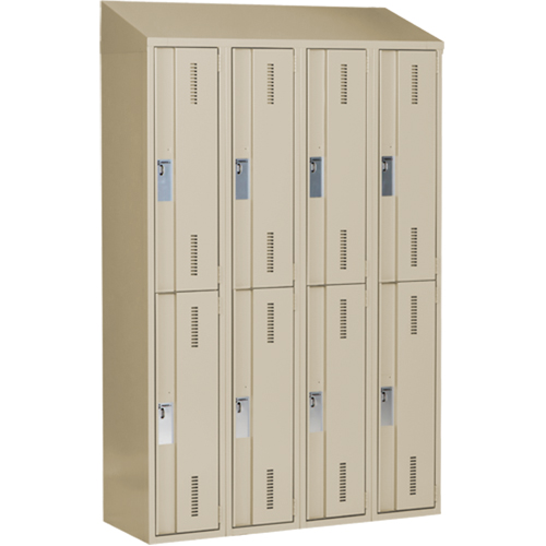 Casiers robustes Concorde, 2 niveaux, Bloc de 4, 48" x 18" x 78", Acier, Beige, Soud&eacute; (assembl&eacute;) D. Morneault & Fils