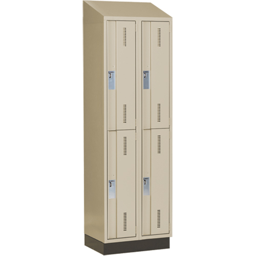 Concorde Heavy-Duty Lockers, 2 -tier, Bank of 2, 24" x 18" x 82", Steel, Beige, Welded (Assembled) D. Morneault & Fils