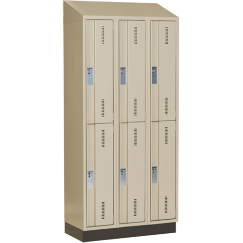 Concorde Heavy-Duty Lockers, 2 -tier, Bank of 3, 36" x 18" x 82", Steel, Beige, Welded (Assembled) D. Morneault & Fils