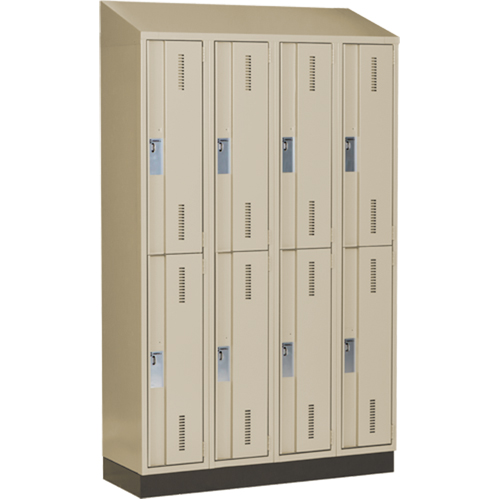 Concorde Heavy-Duty Lockers, 2 -tier, Bank of 4, 48" x 18" x 82", Steel, Beige, Welded (Assembled) D. Morneault & Fils