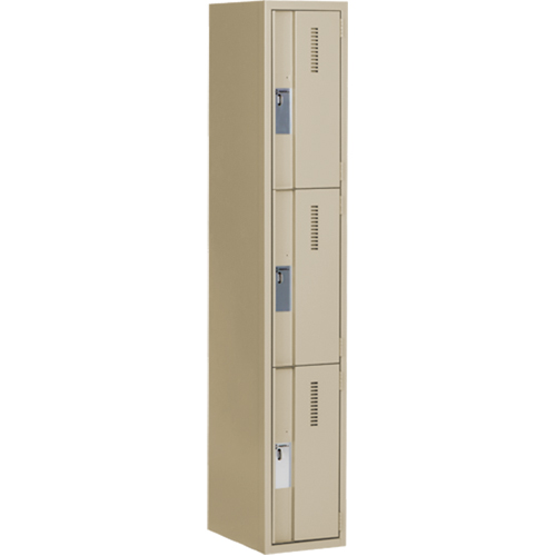 Casiers robustes Concorde, 3 niveaux, 12" x 18" x 72", Acier, Beige, Soud&eacute; (assembl&eacute;) D. Morneault & Fils
