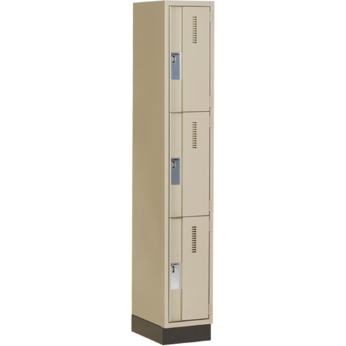 Concorde Heavy-Duty Lockers, 3 -tier, 12" x 18" x 76", Steel, Beige, Welded (Assembled) D. Morneault & Fils