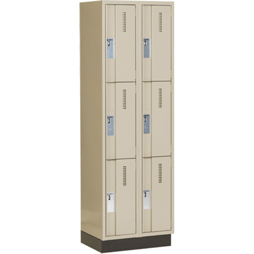 Concorde Heavy-Duty Lockers, 3 -tier, Bank of 2, 24" x 18" x 76", Steel, Beige, Welded (Assembled) D. Morneault & Fils